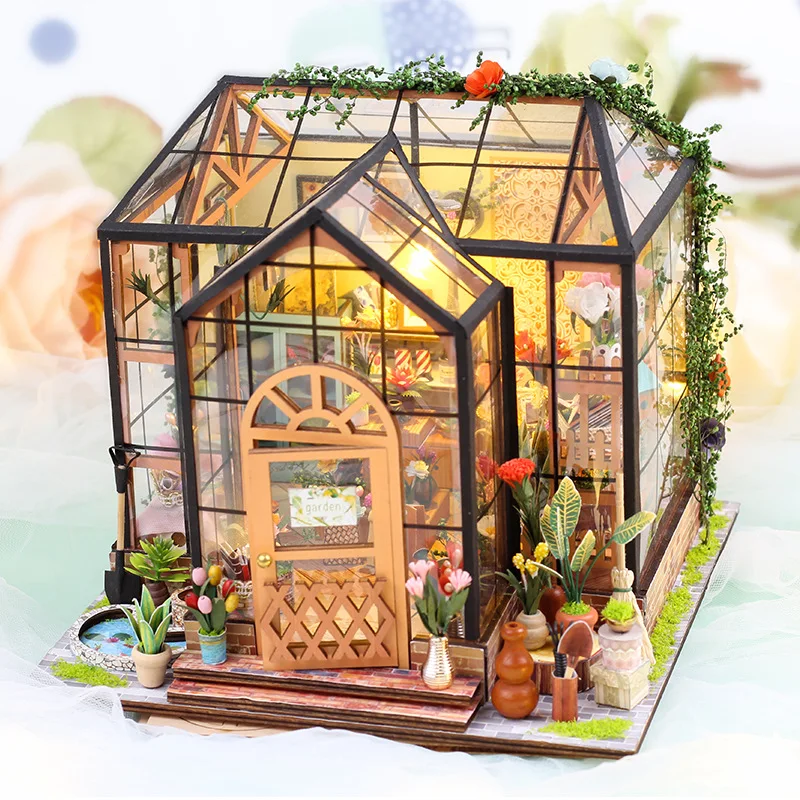 Kit De Modelo De Casa Em Miniatura Com Luzes, Quebra-cabeça 3d De Madeira.
