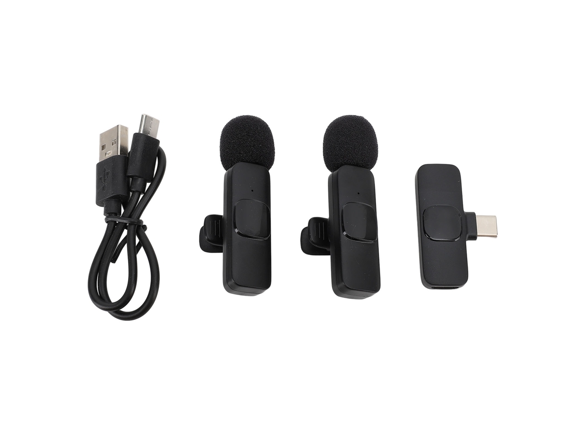 Microfone lavalier sem fio, 3 em 1, com redução de ruído, omnidirecional, para gravação