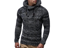 Fasst jersey de Punto com Capuz e Gola Alta para Homem Manga Longa Casual Pullover