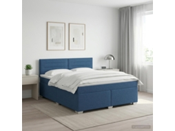 Vidaxl Cama Box Spring Com Colchão Azul 140 X 200 Cm Tecido