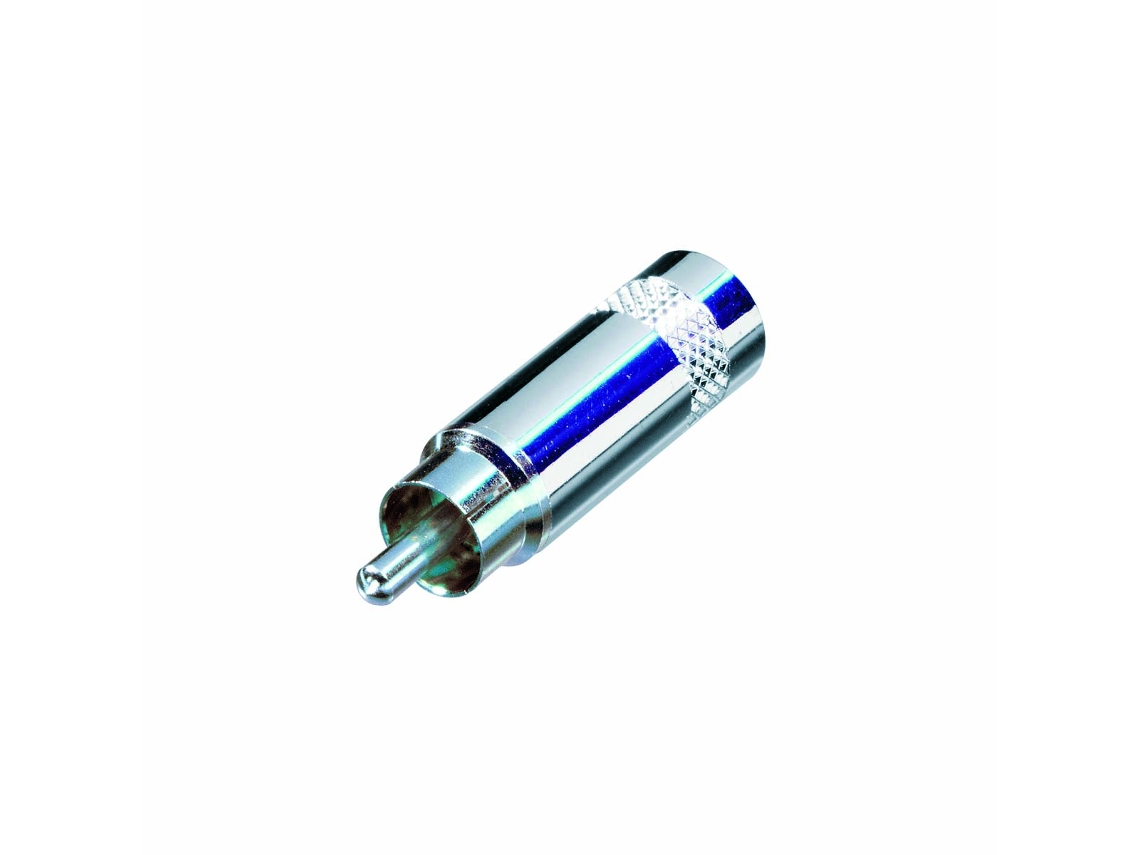 Conector Rca Macho Reto Compacto Prateado Neutrik