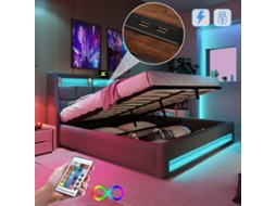 Cama Solteiro 180x200 Usb Led Metal Linho