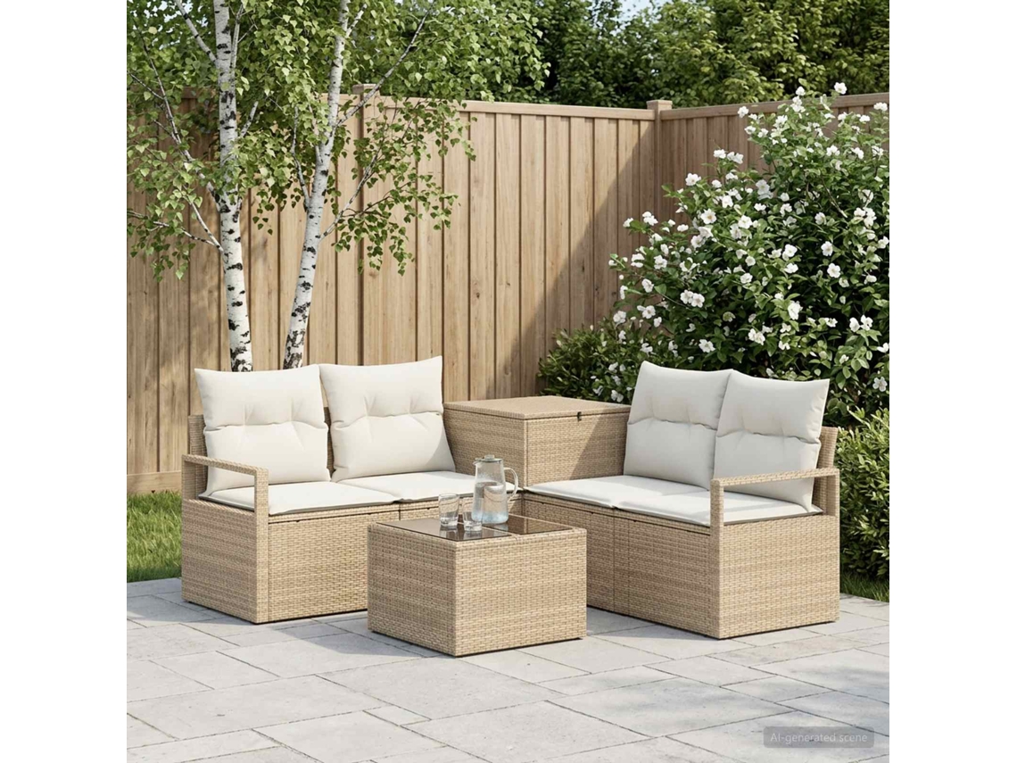 Vidaxl Conjunto De Sofás 6 Unid. Bege E Branco Creme