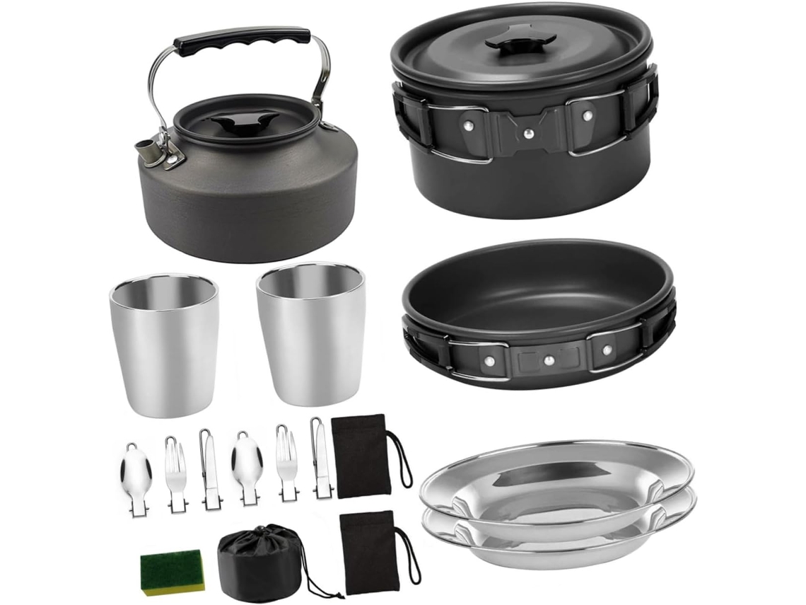Conjunto de Panelas de Camping Versátil com Alça de Silicone SFUSHOS
