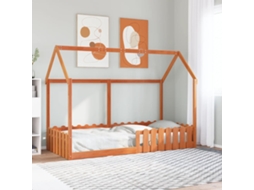 Vidaxl Cama Infantil Formato Casa 90x200 Cm Pinho Maciço Castanho mel