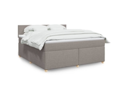 Vidaxl Cama Com Molas/colchão 180x200 Cm Tecido Castanho-acinzentado