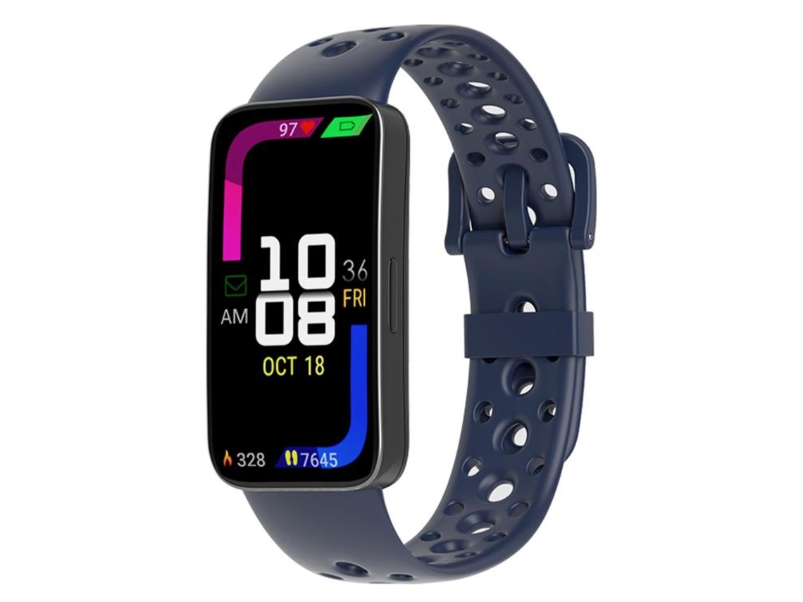 Bracelete para Huawei Band 10 / 9 / 8 Silicone Cinza névoa com Fivela de Pino Furos Redondos Azul XIAOMOYU