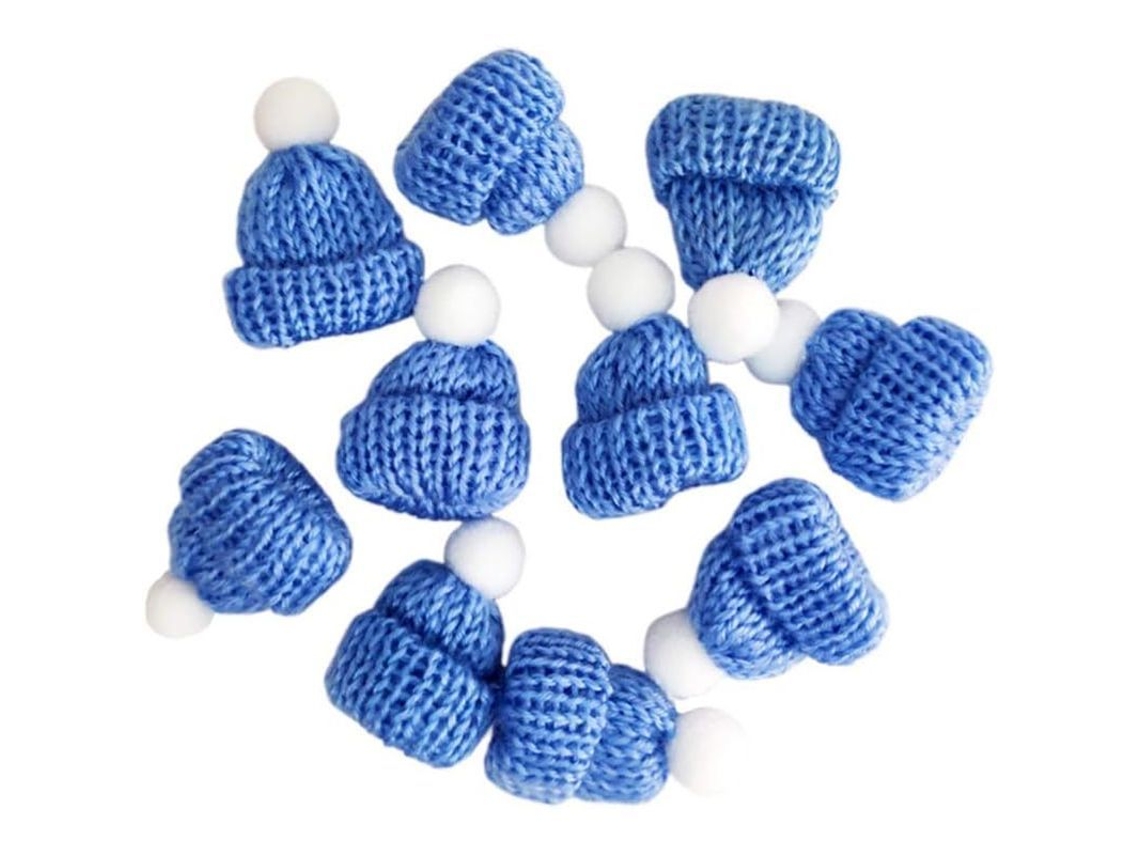 10 Gorros Navideños Mini de Tela Azul Claro para Cubrir Dulces Y Manualidades Festivas