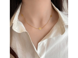 Luxo Discreto, Colar Minimalista em Prata S925 com Design de Nariz de Porco Que Exala Sofisticação. MDUG (dourado)