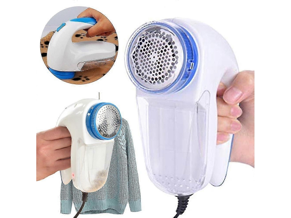 Lurelia Removedor De Fiapos Elétrico Com Lâminas Em Aço Inox Para Roupas, Suéteres E Sofás, Branco E Azul