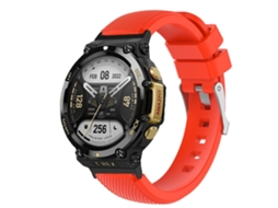 Bracelete Silicone Design de Sarja Ajustável para Huami Amazfit T-Rex 2 Vermelho