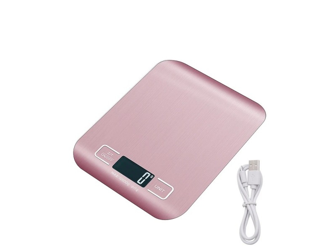 Balança De Cozinha Eletrônica Recarregável De 10 Kg Com Visor Lcd E Estrutura Em Aço Inoxidável. Aquaforge