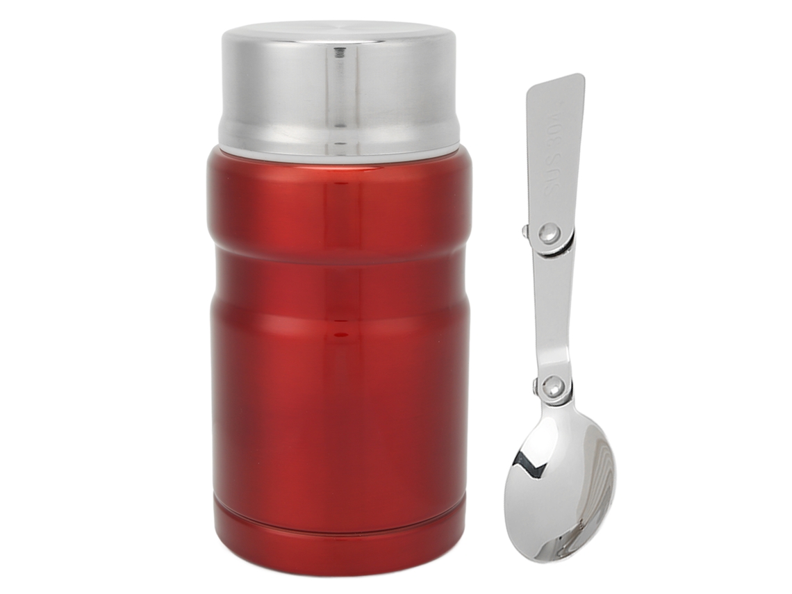 Container Térmico Inox 750ml Alimento Merenda Vermelho