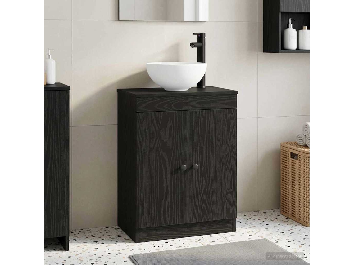 Vidaxl Gabinete De Banheiro Com Pia Preto 54 X 35 X 83 Cm
