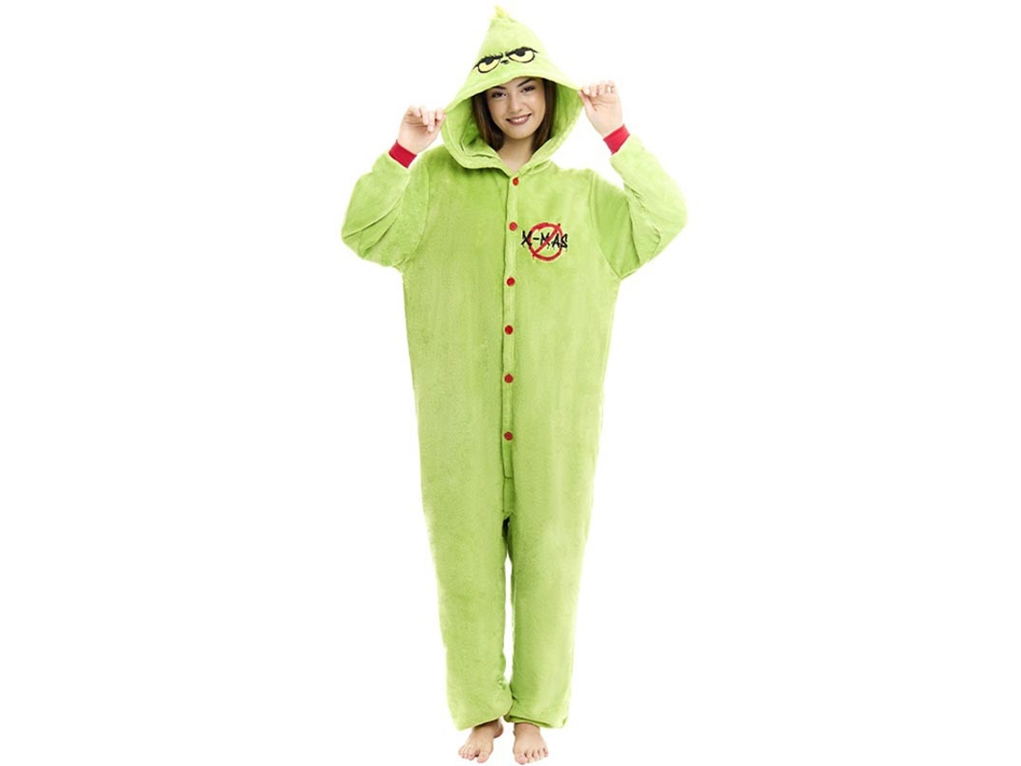 Fato ou pijama de duende de Natal verde para adulto