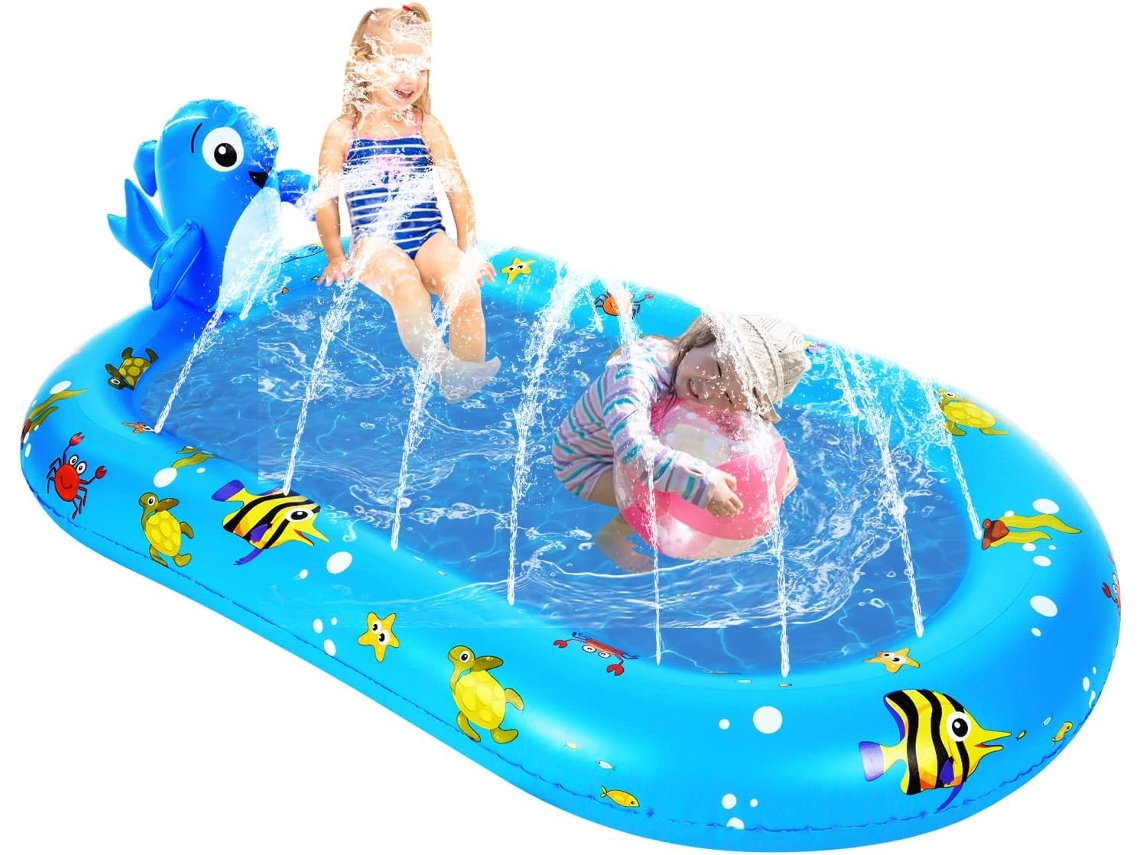 Piscina Inflável com Esguichos para Crianças, Grande, 170 X 100 Cm, Almofada em Formato de CHABERLU