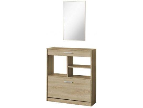Sapateira  Tiber com espelho (Castanho - Aglomerado de Alta Densidade e Melamina - 93 x 80 x 25 cm)