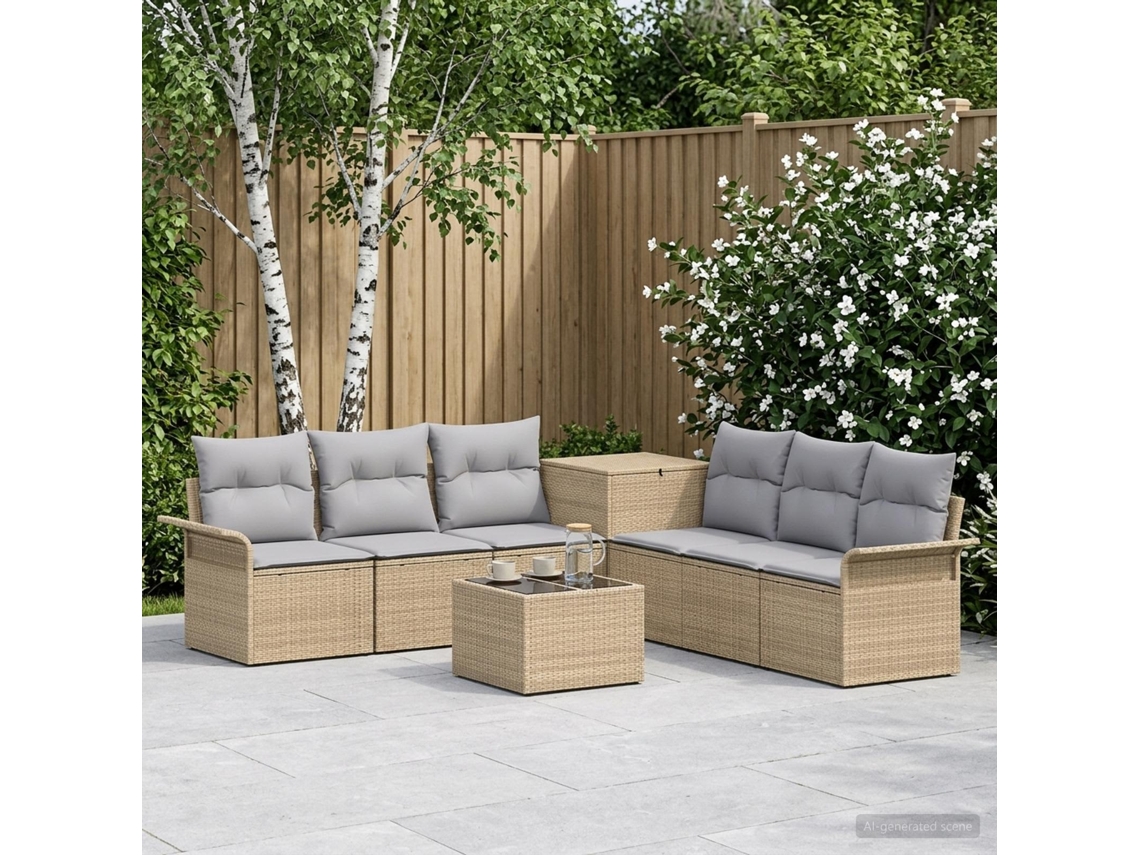 Vidaxl Conjunto De Sofás 8 Unid. Bege E Cinza Claro