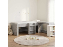 Vidaxl Cama Alta Para Crianças Com Mesa 2 Unid. Cinzento Cimento