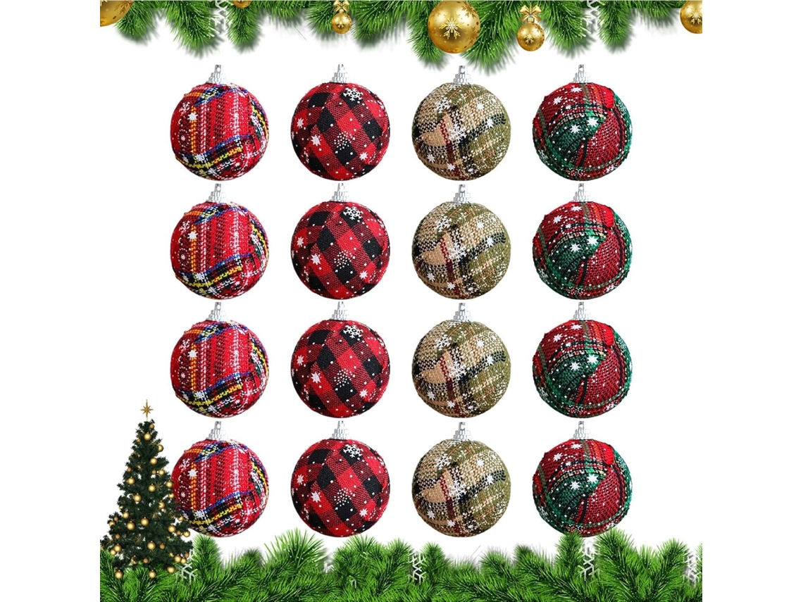 Decora Es de Natal Inquebr Veis 16 Pe as Enfeites Tecido Xadrez para Pendurar Sazonais Casa Quarto Loja Vitrine VAYOTOY