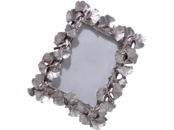 Porta Retratos Decorativo Resina Prateada Formato Folha Ginkgo Estilo Antigo Elegante Espaços Personalizados GOKOCO