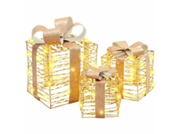 Conjunto 3 Decoração De Natal Vidaxl Branco Quente Plástico (20 X 20 X 20 Cm)