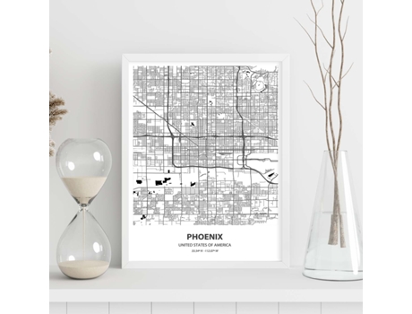 Mapa de Phoenix - Eua. Perda de Cidades Nos Estados Unidos Com Mares e Rios Em Preto.
