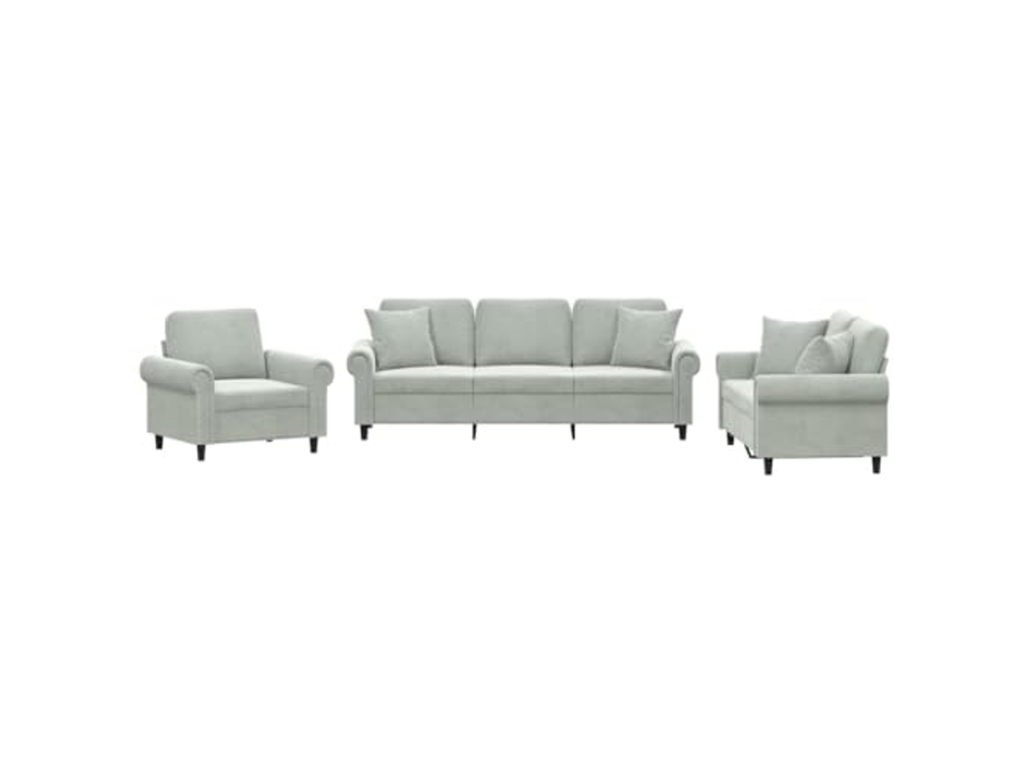 Sofa Set, Sofa Sets Vidaxl Cinzeto Veludo (n/a)