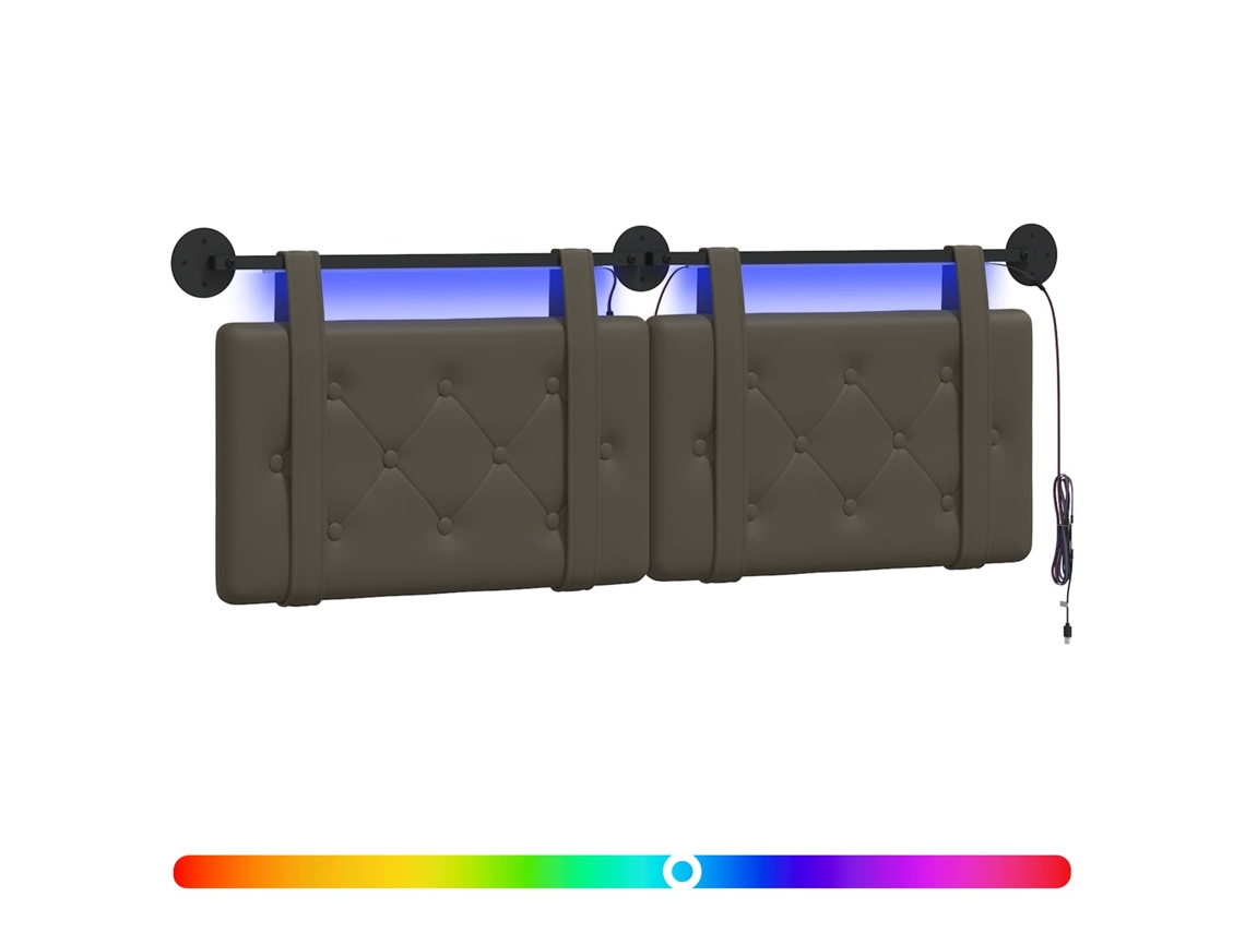 Conjunto 1 Cabeceira Vidaxl Cinzento Couro Sintético (150 X 55 X 5 Cm)