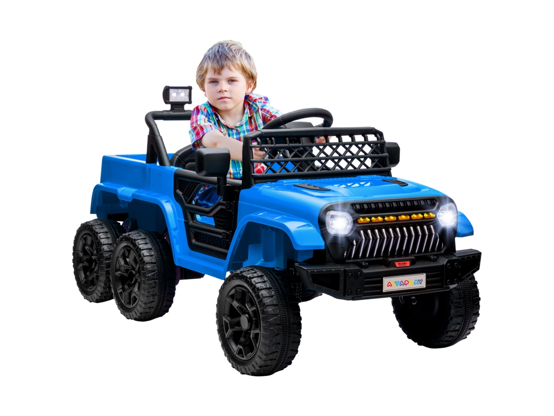 Carro Elétrico Infantil 12v com Reboque , para 3 8 Anos, Azul Claro (luzes Led, Música e Buzina)