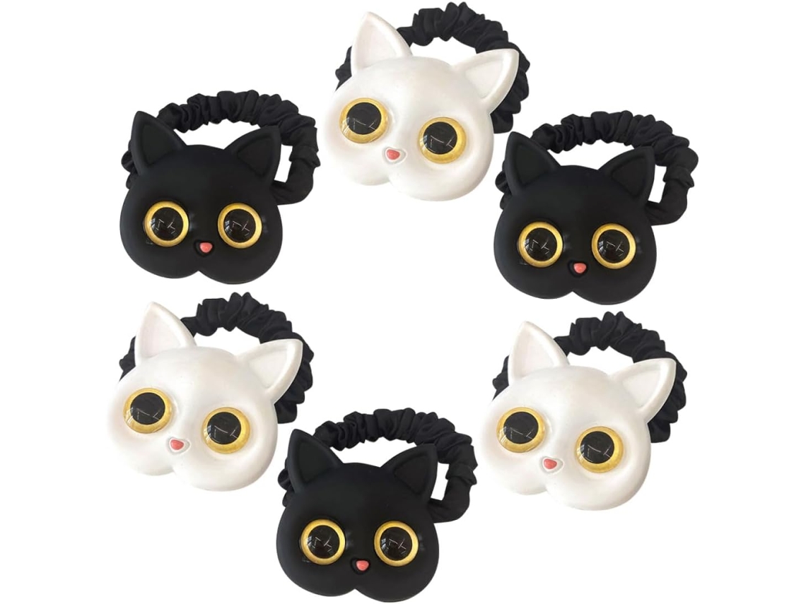 Conjunto de 6 presilhas de cabelo macias em formato de gatinho para meninas, meninos e crianças.