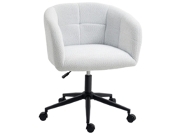 Cadeira Acxtavel Com Pelúcia, Design Concha, Base Aço – Creme E Preto
