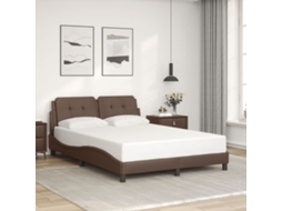 Estrutura Cama C/ Cabeceira 120x200cm Couro Artificial Castanho