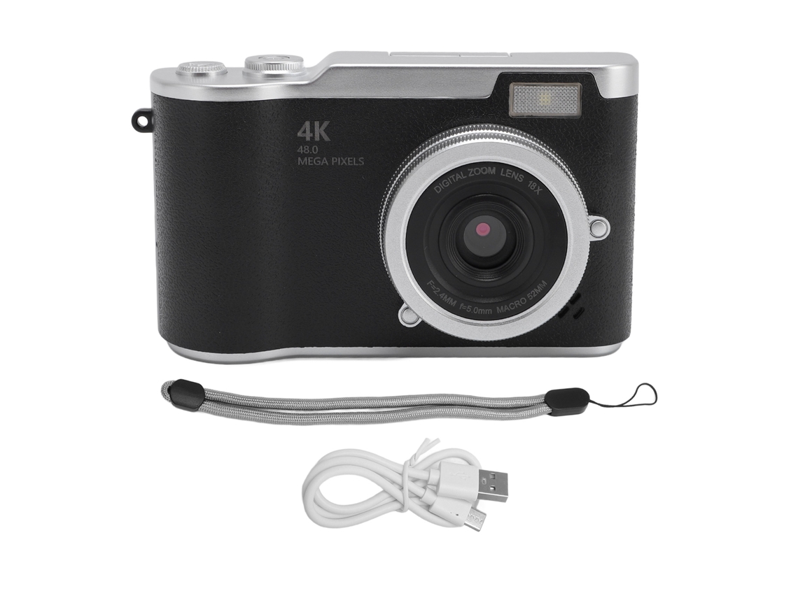 Câmera digital portátil CCD 4K 48MP com lente de 2,4 polegadas e tecido.