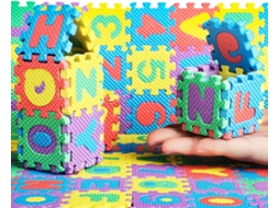 Tapete de salto Chrui - 36 peças - 5 cm com letras e números em EVA, lavável e reutilizável