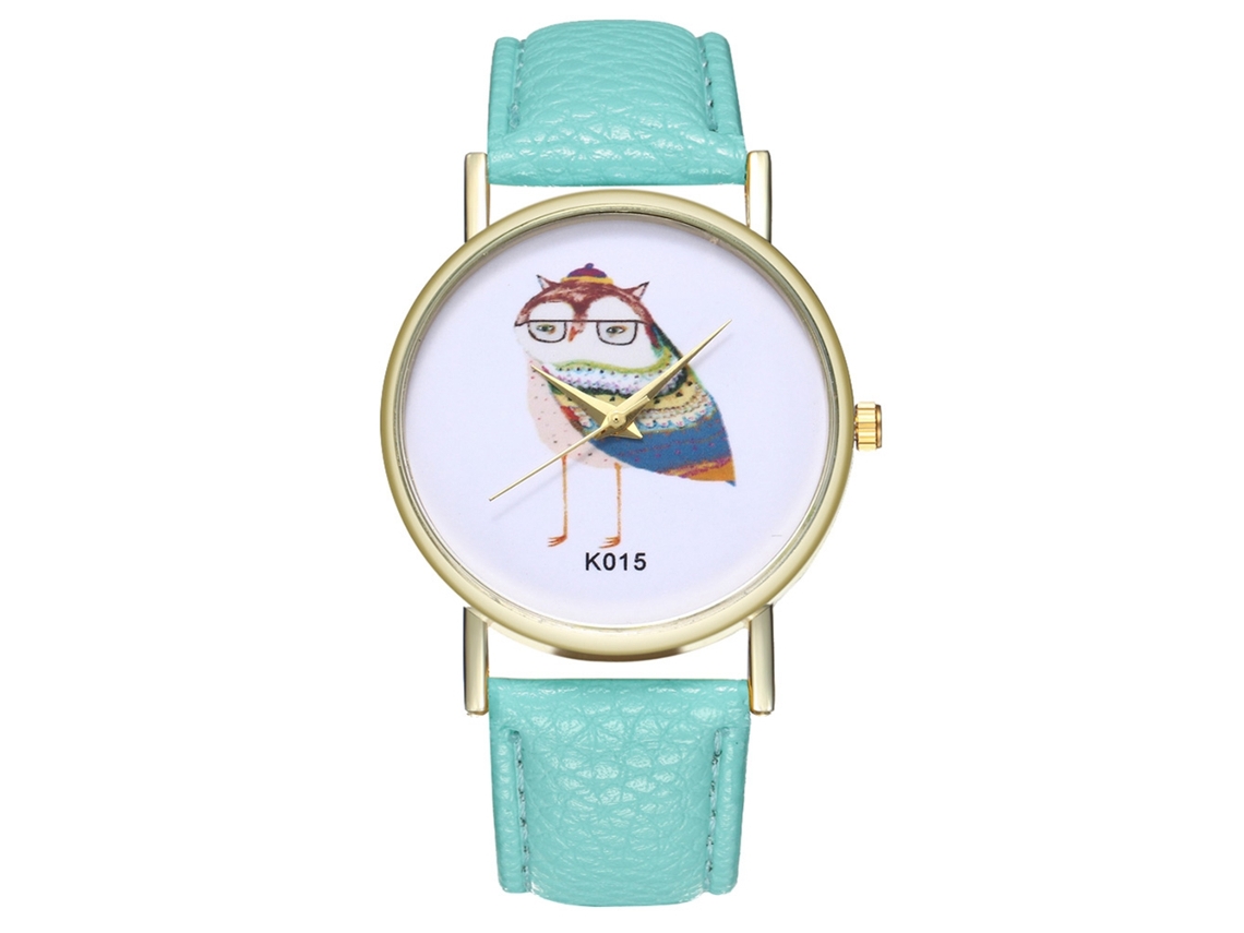 Relógio de quartzo casual e moderno para homens e mulheres com pulseira de couro PU verde menta.