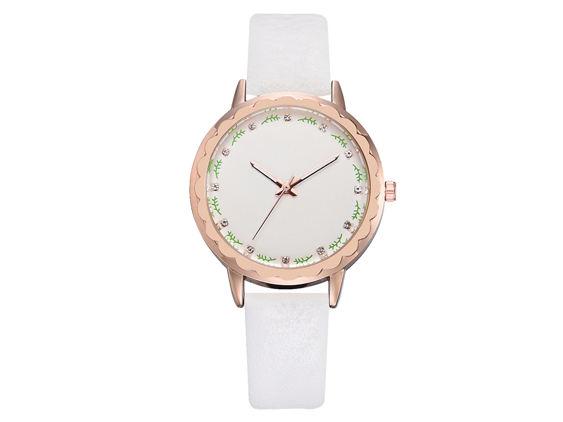 Relógio de Pulso Feminino de Quartzo com Mostrador Redondo Fashionável Branco