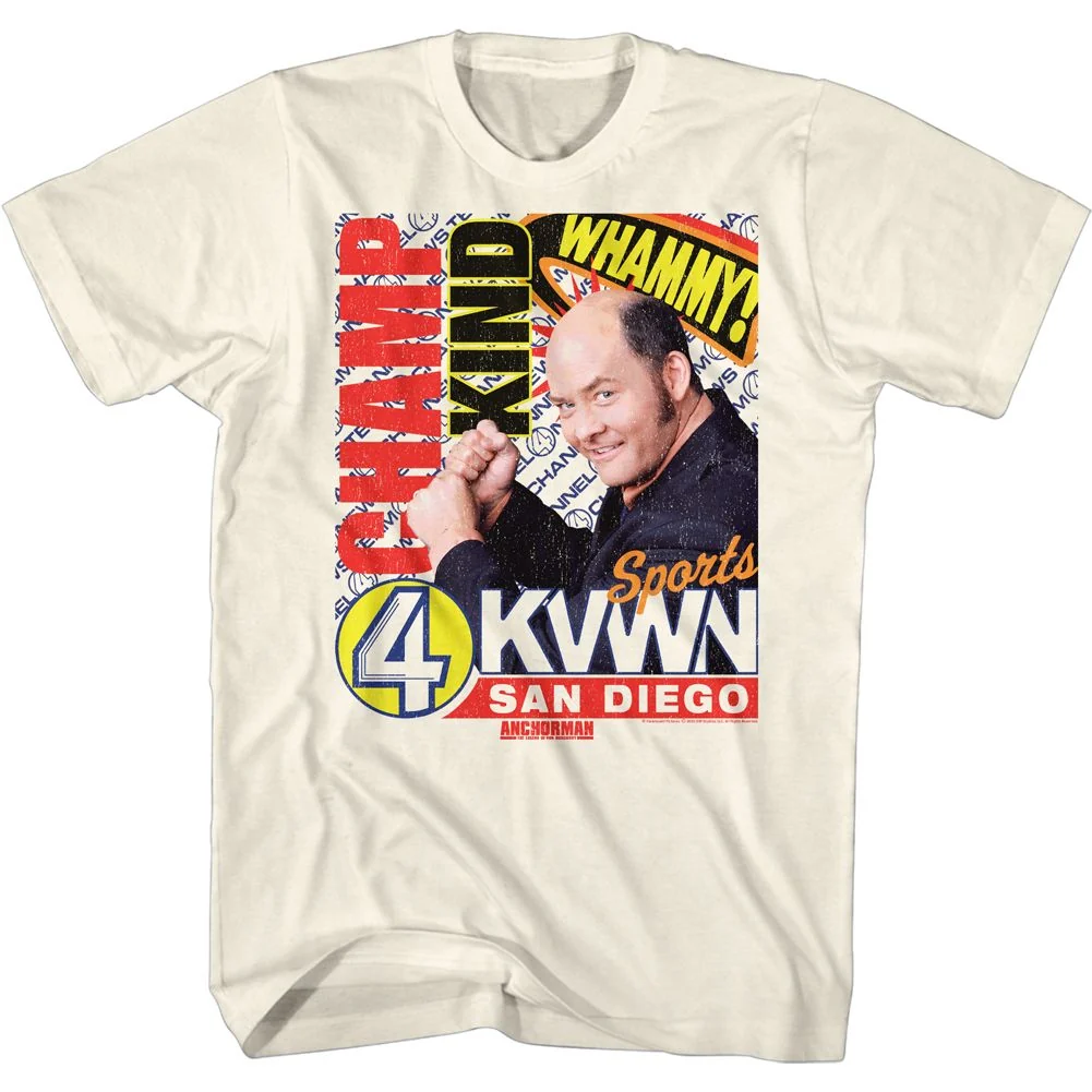 Rockinstone Anchorman Movie Champ Kind Solid Natural Adult T-shirt Size:m