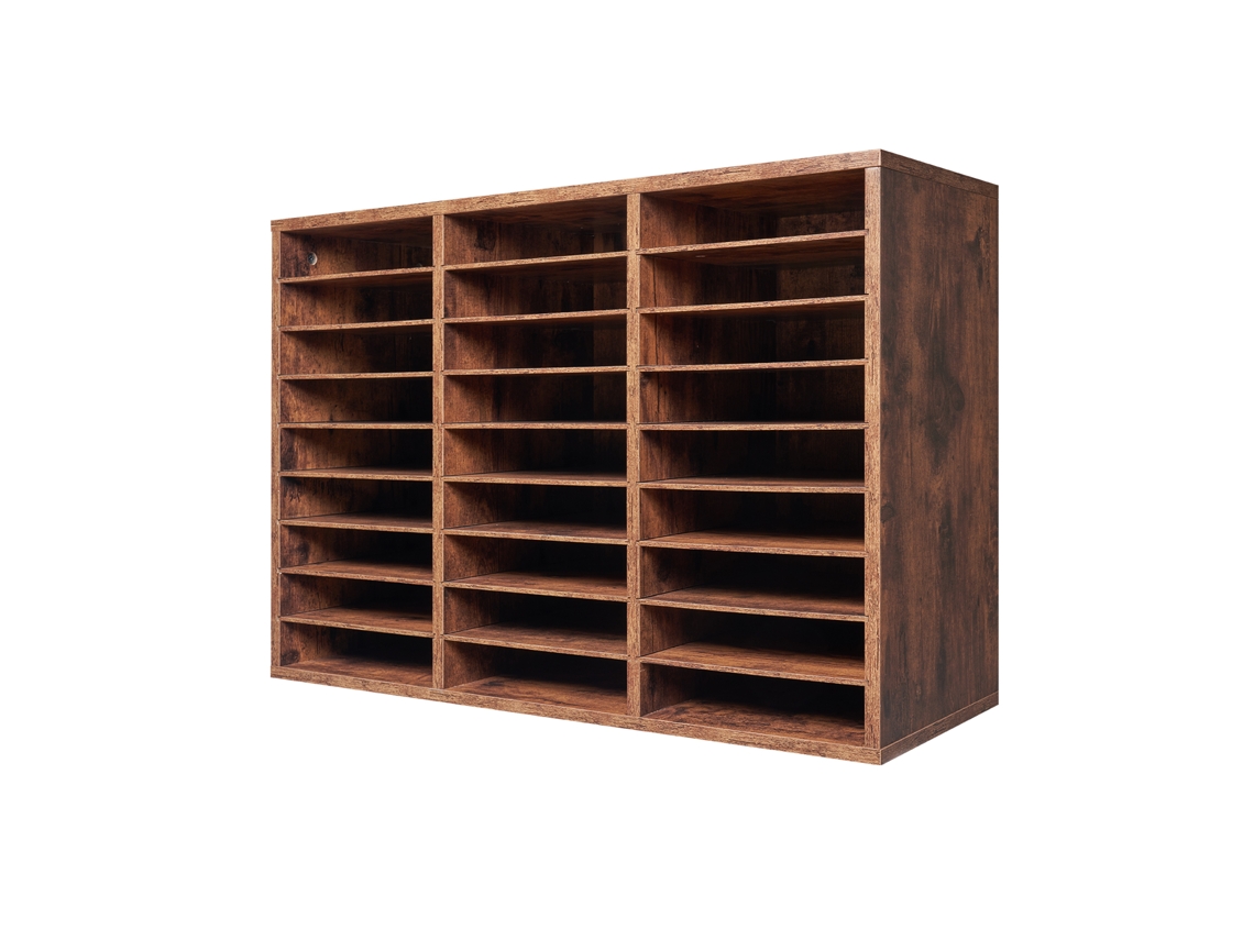 Organizador de Literatura, Classificador Arquivos 27 Compartimentos 800 X 297 550 Mm com Prateleiras Removíveis, Madeira Aglomerada para Escritório,