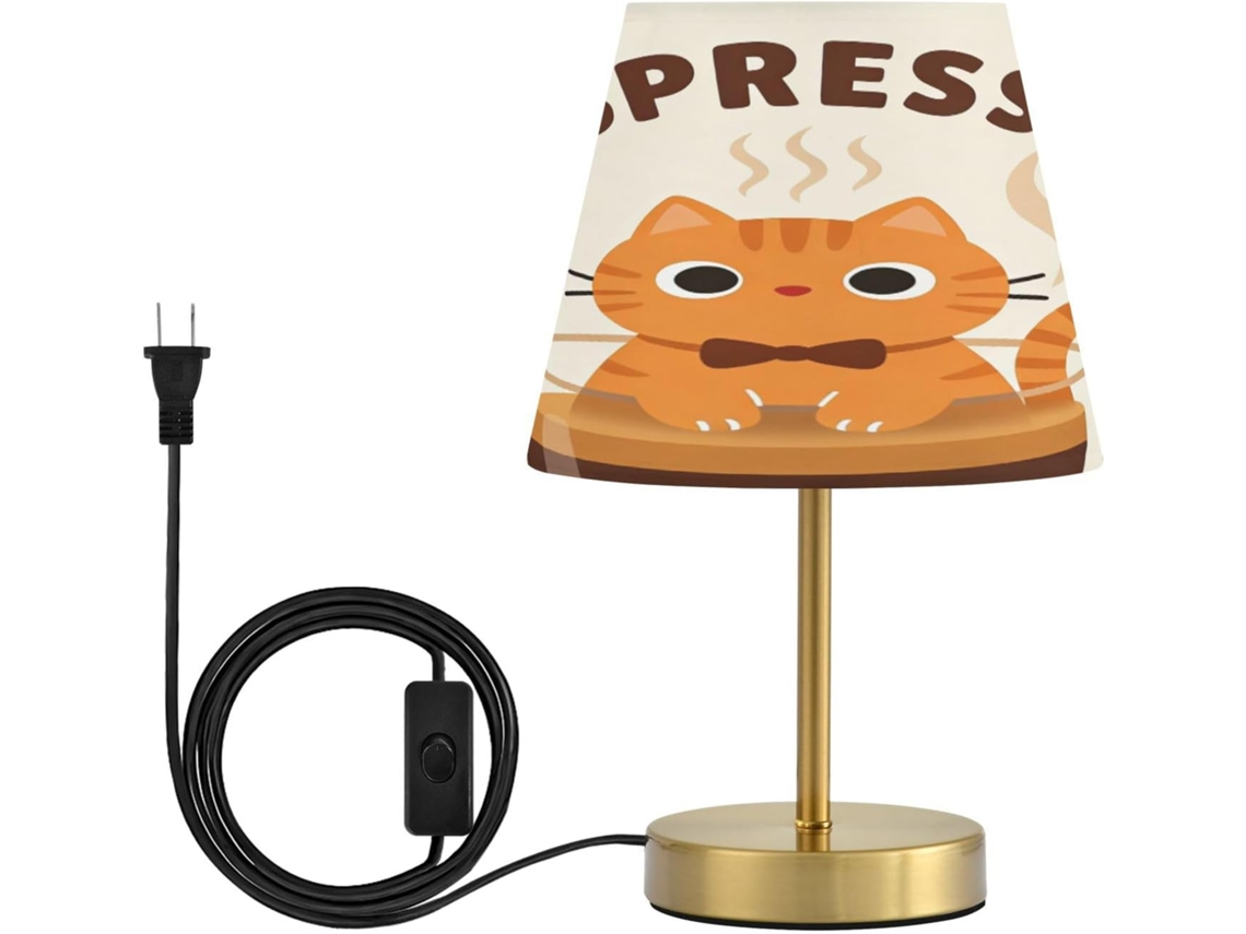 Abajur De Mesa Guoche Cheerful Orange And Espresso Cat, Com 3 Modos De Iluminação, Para Quarto, Área Externa, Com Cúpula