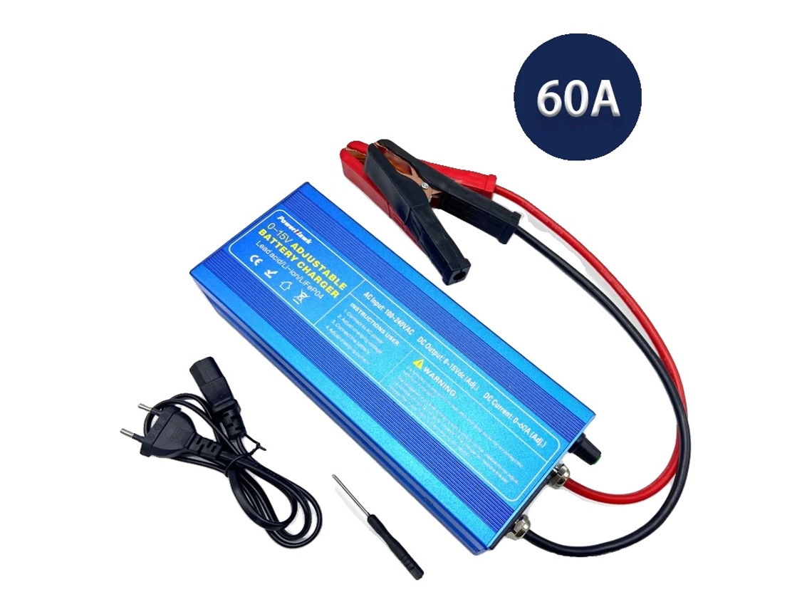 Carregador de bateria de lítio, carregamento em 3 estágios, tecnologia inteligente, clipe LS60, OEM UE