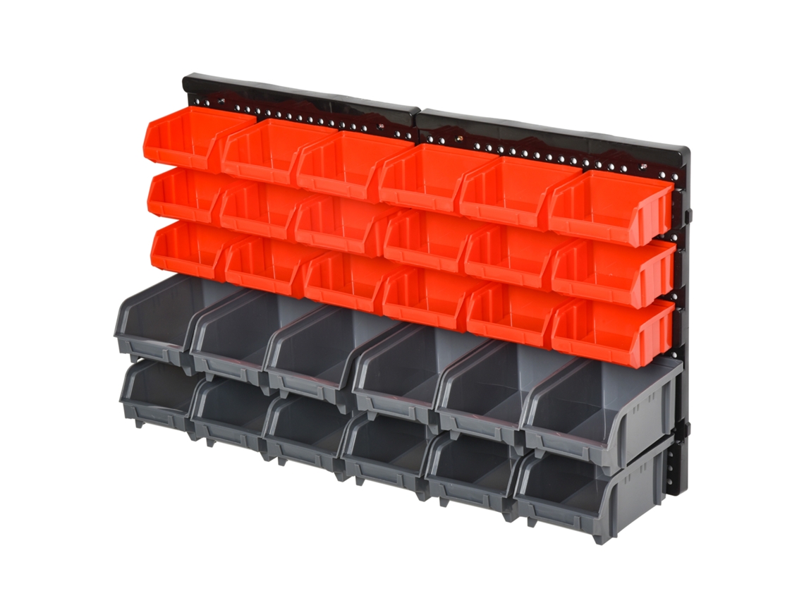 Prateleira de Parede BTFORUS 33 Peças com Caixas de 2 Tamanhos para Parafusos (37.5x18x63cm)