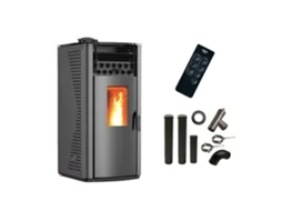Salamandra A Pellets A Ar Anita 12 Kw Preto Sannover + Kit De Ligação Das Condutas De Chaminé