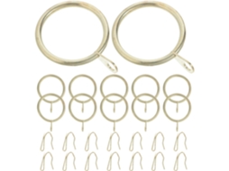 Conjunto com 60 Argolas de Metal Douradas para Cortina, 5x3, 7cm, em Aço Inoxidável Ganchos, CHABERLU