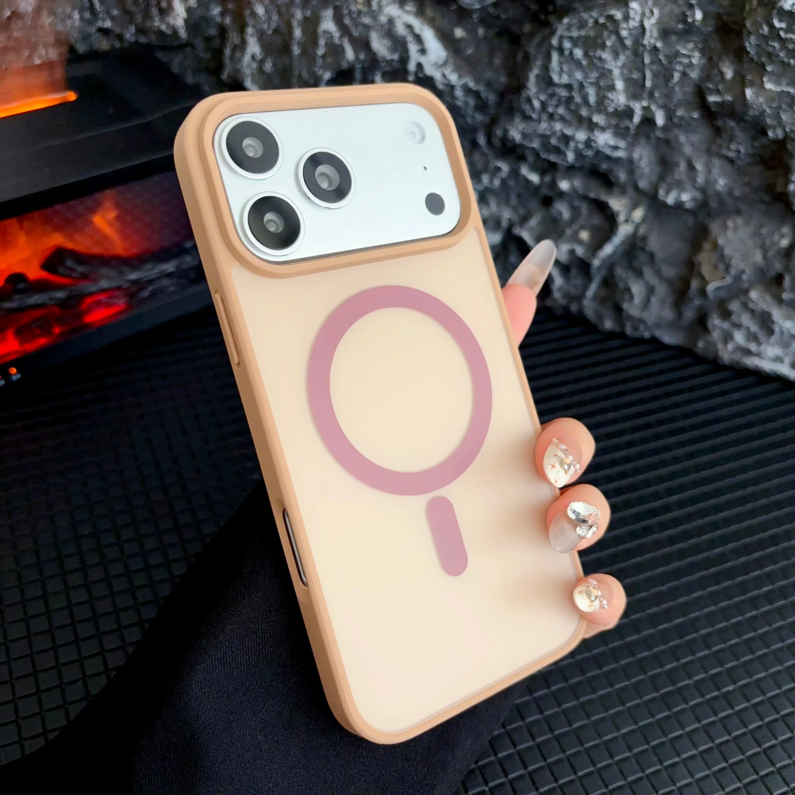 (marrom) Capa Para Celular, Pegada Confortável, Resistente A Impactos, Compatível Com Magsafe, Acabamento Fosco