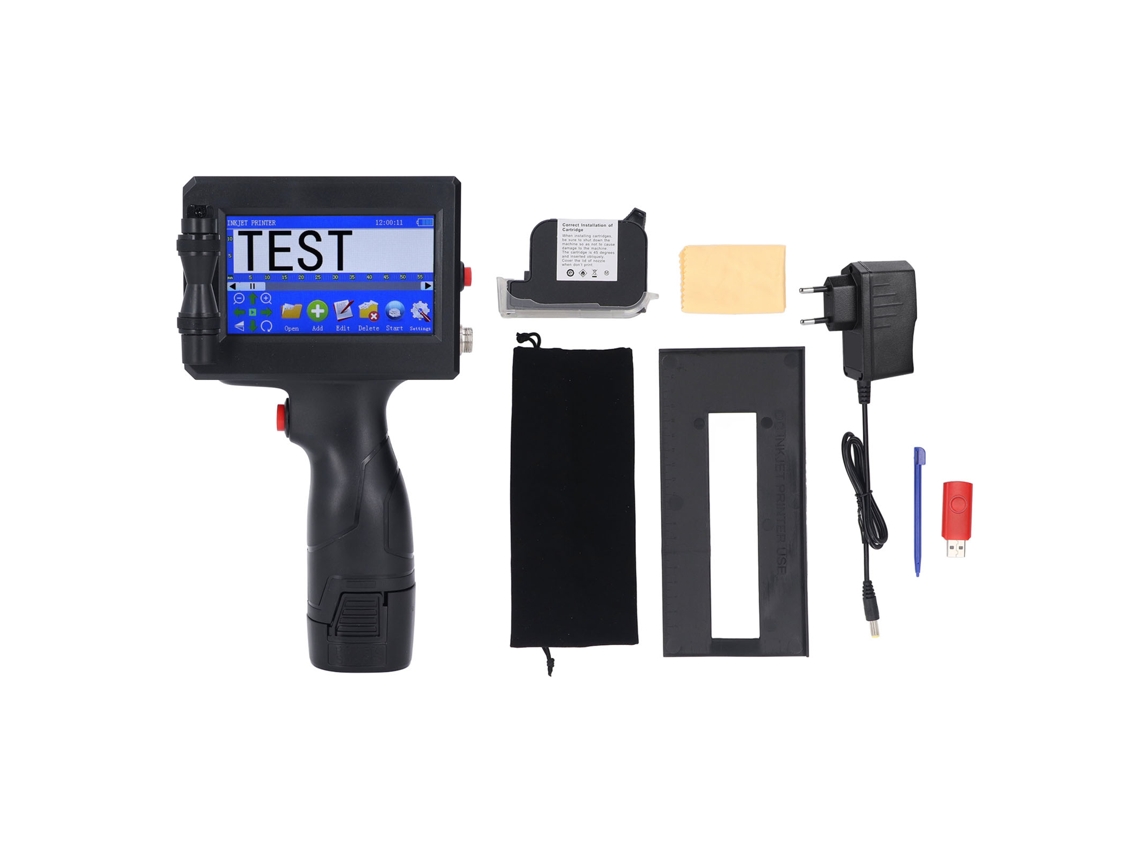 Impressora Portátil Inkjet com Ecrã Touchscreen 4.3 Polegadas e Altura Ajustável 2 12.7mm com Cartucho