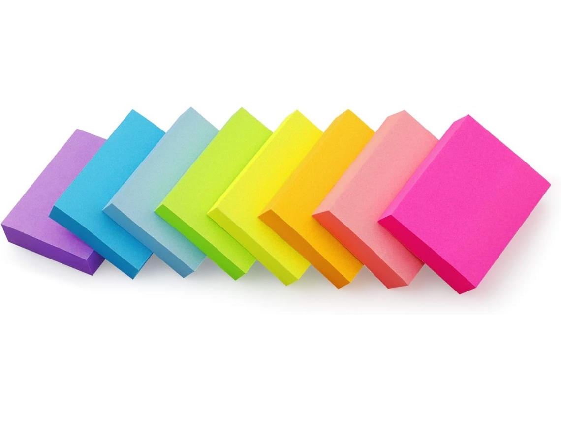 Bloco De Notas Adesivas 1,5 X 2 Polegadas, 3,8 X 5 Cm, 100 Folhas Removível Para Anotações, Estudo E Escritório Elysve