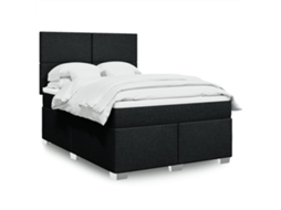 Vidaxl Cama Com Molas/colchão 160x200 Cm Tecido Preto
