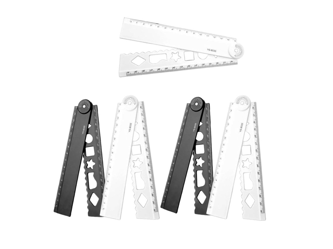 Conjunto De 5 Réguas Dobráveis Pretas Com Design Colorido Para Medições Precisas Na Escola, No Escritório, Régua