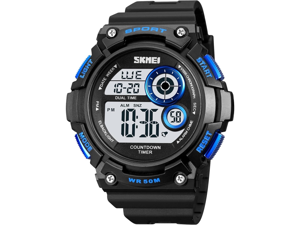 Lurelia Relógio Digital Desportivo, Cronómetro, Alarme, Data/calendário, 12/24h, Resina, Abs, Resistente À Água 50m, Azul
